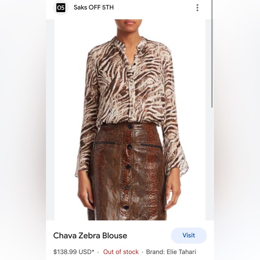 Elie Tahari Button down patterned top
